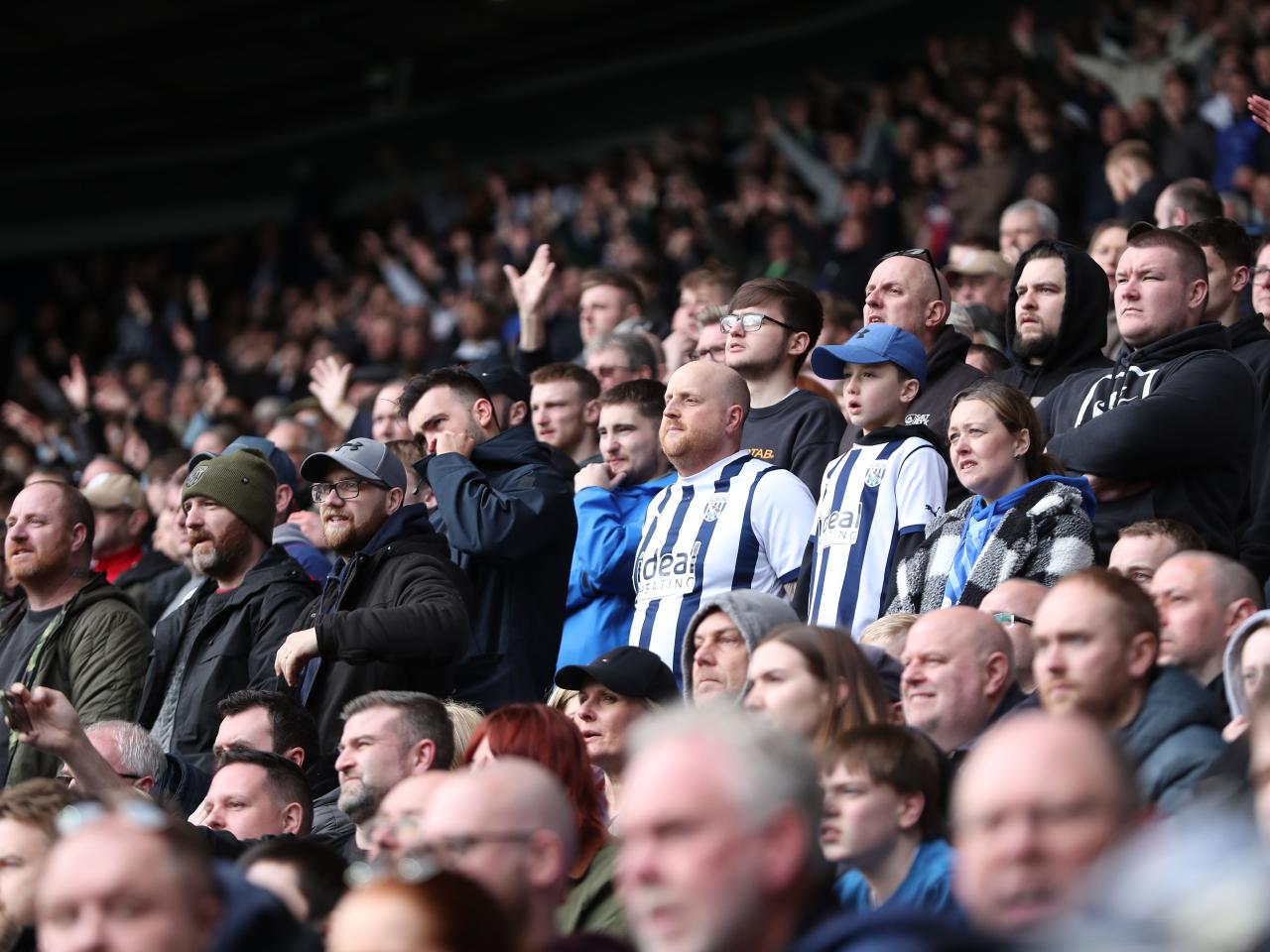 A general view of Albion fans at The Hawthorns during the game against Watford 