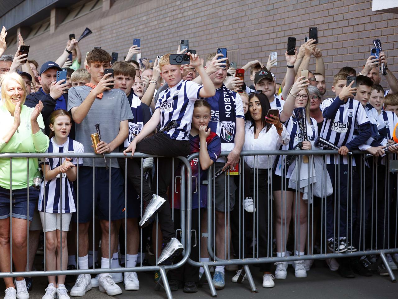 A general view of Albion supporters outside the stadium before the match against Southampton at The Hawthorns