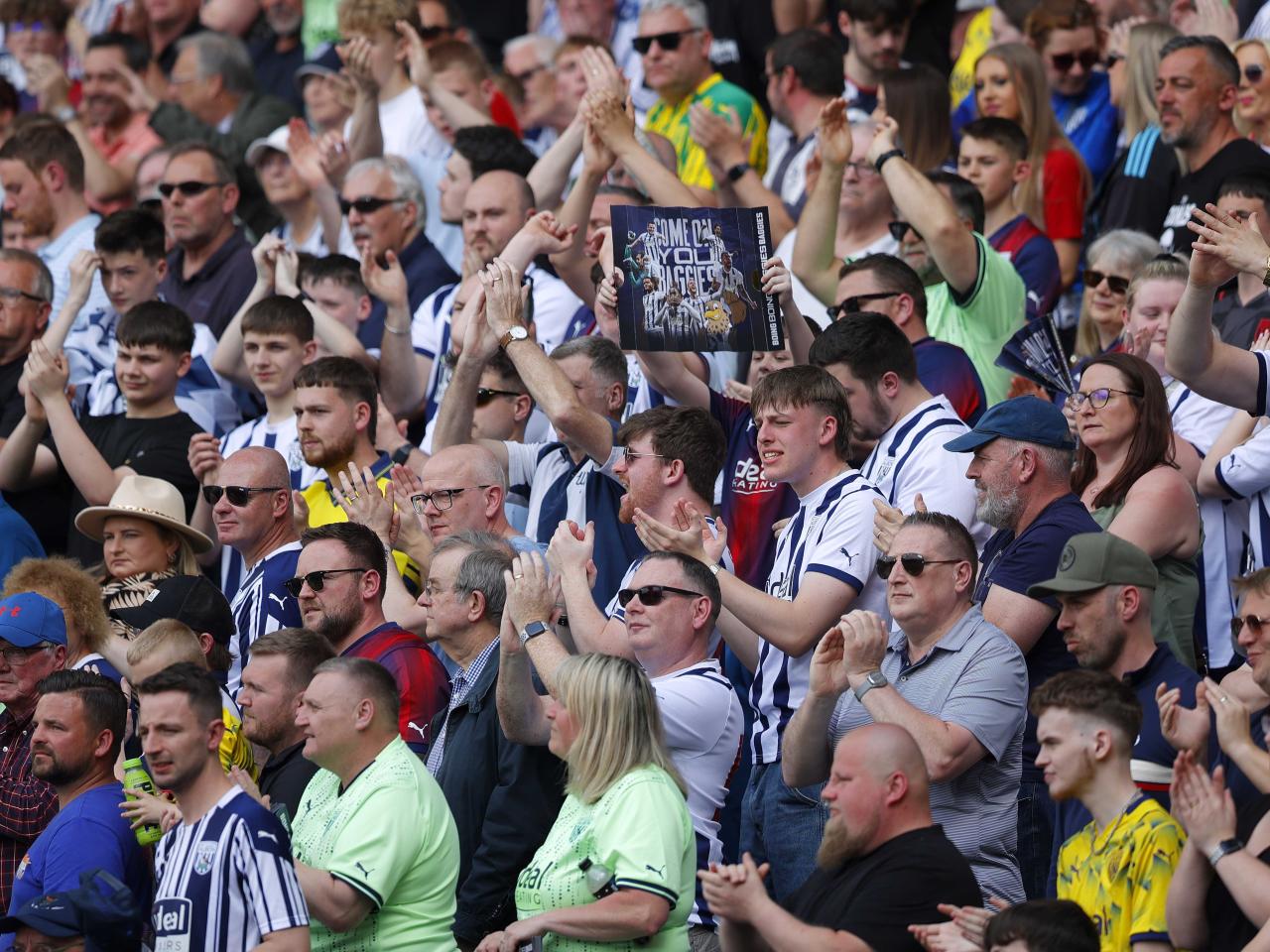 A general view of Albion fans cheering on their side at The Hawthorns against Southampton