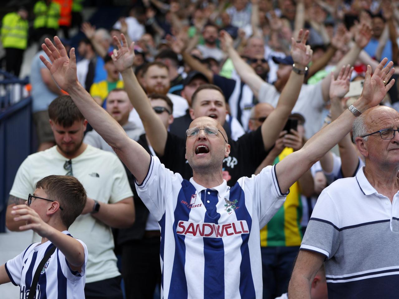 A general view of West Bromwich Albion fans cheering on their side against Southampton at The Hawthorns