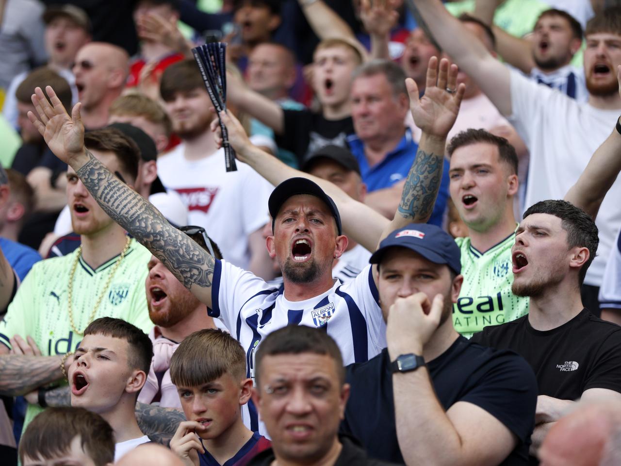 A general view of West Bromwich Albion fans cheering on their side against Southampton at The Hawthorns