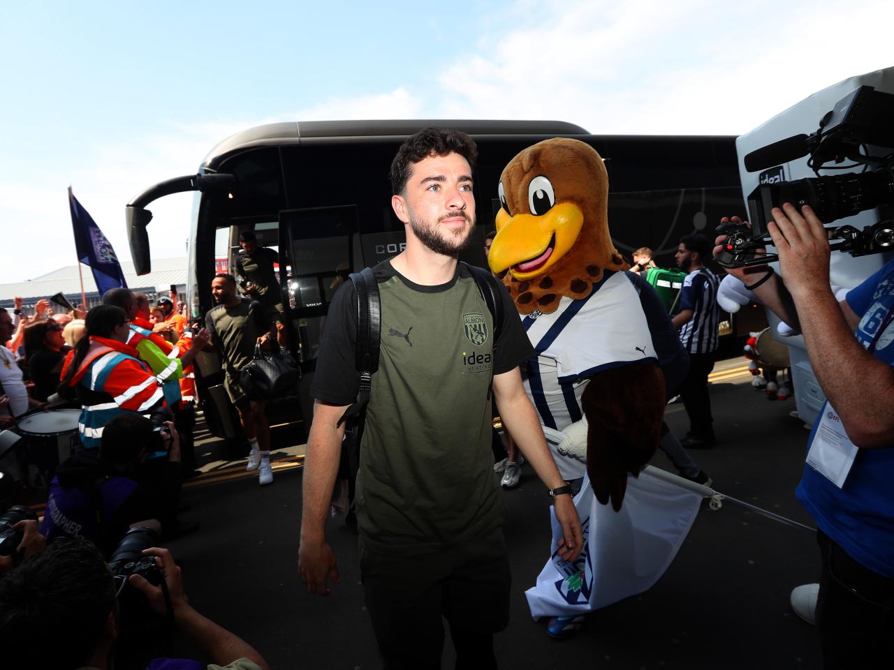 Mikey Johnston arrives at The Hawthorns before Albion's game against Southampton
