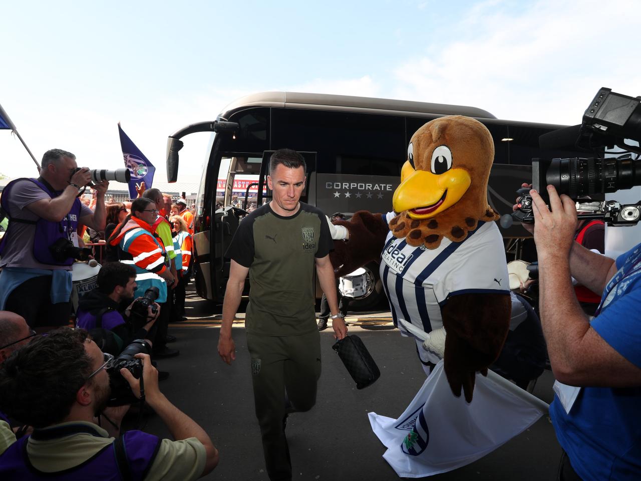 Jed Wallace arrives at The Hawthorns before Albion's game against Southampton