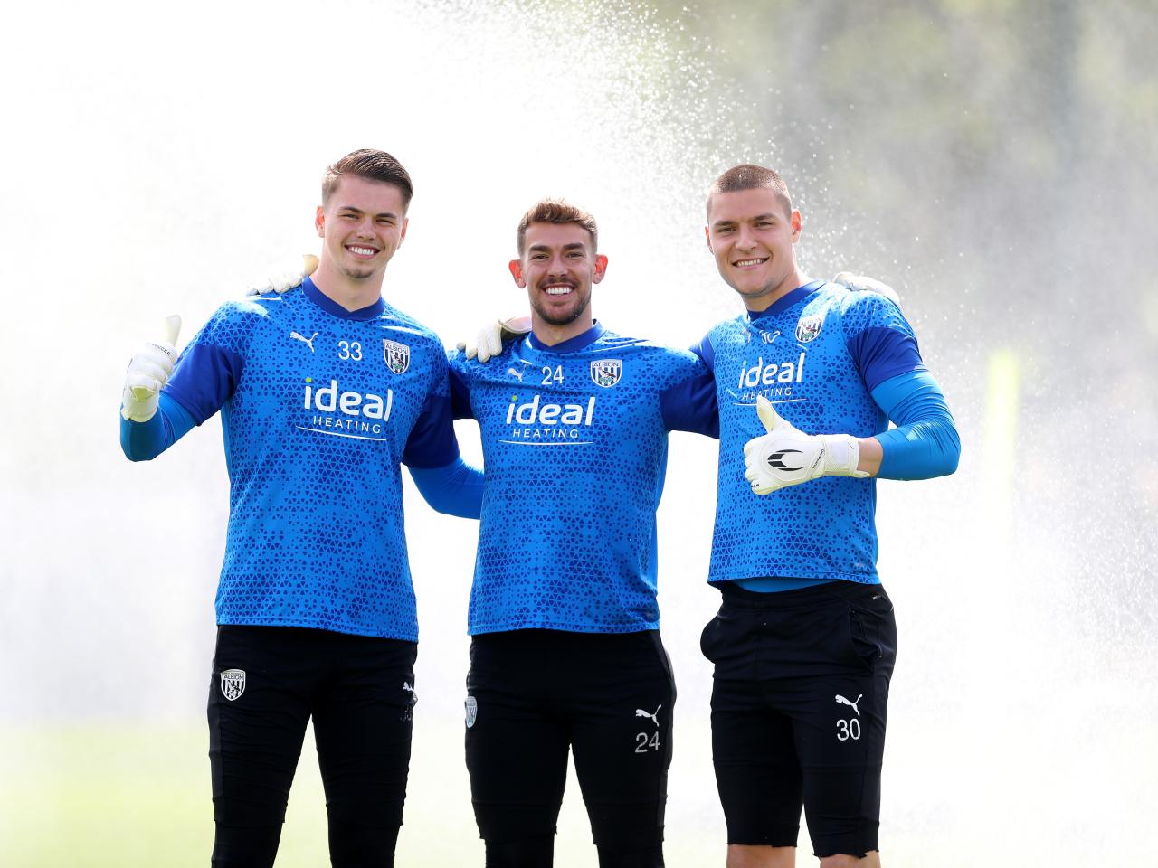 Albion goalkeepers Alex Palmer, Ted Cann and Josh Griffiths pose for a photo 