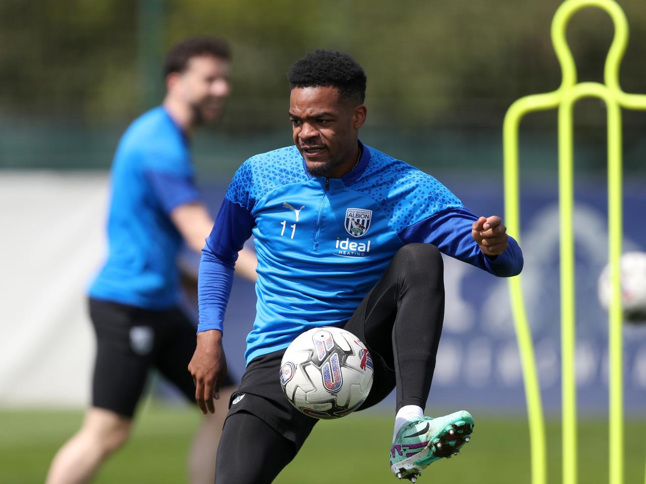 Grady Diangana on the ball during training 