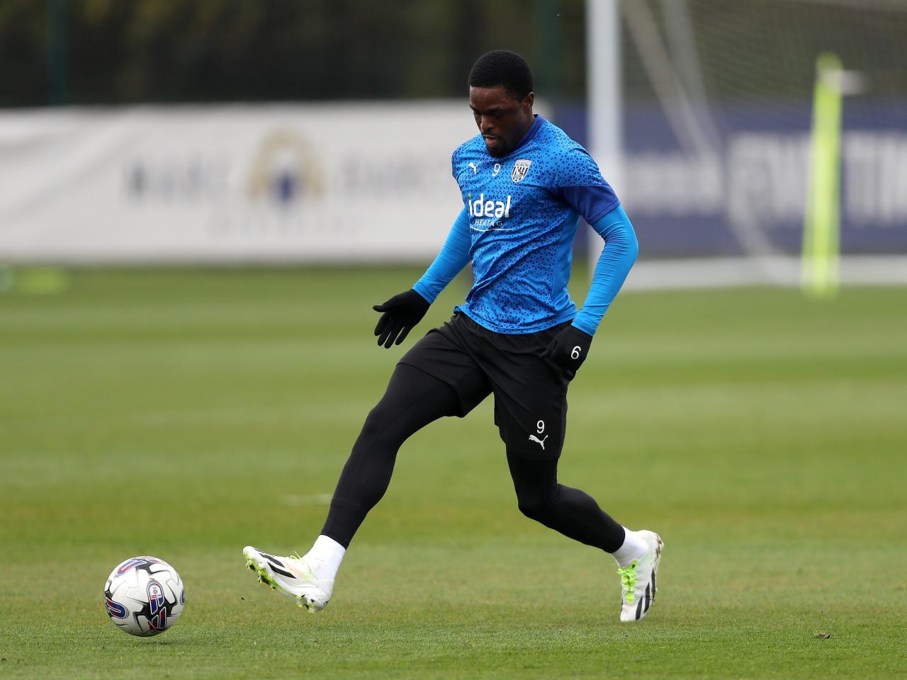 Josh Maja on the ball during a training session