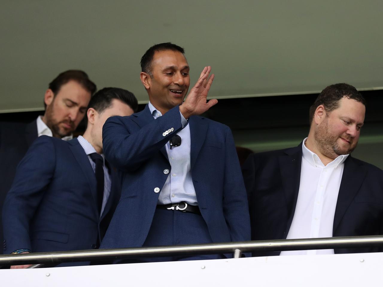 Chairman Shilen Patel waving to fans before the game against Southampton 
