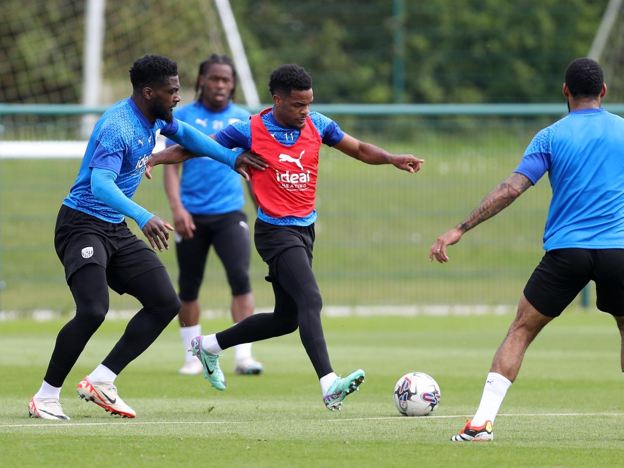 Grady Diangana on the ball during training 