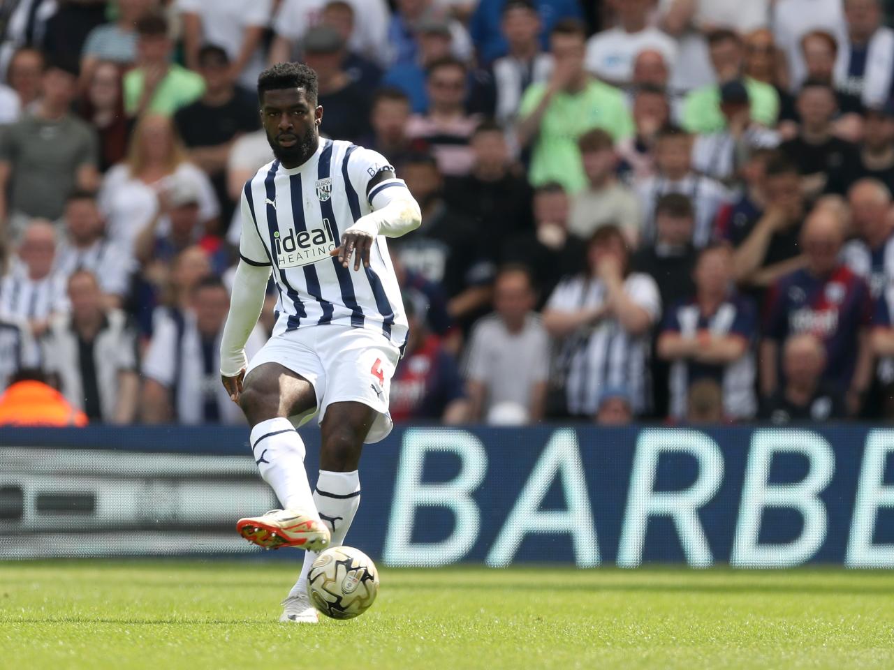Cedric Kipre on the ball against Southampton at The Hawthorns