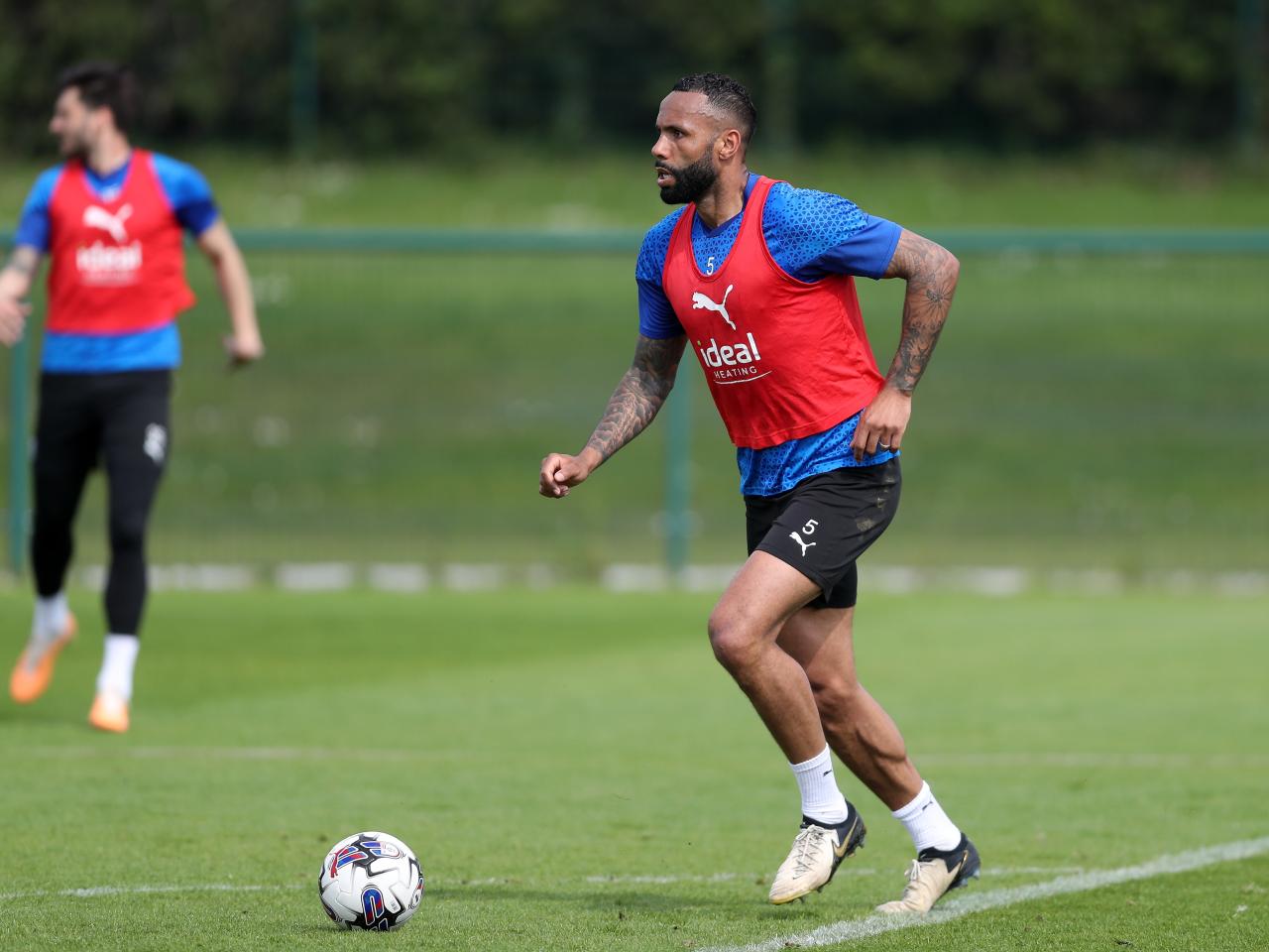 Kyle Bartley on the ball during a training session 