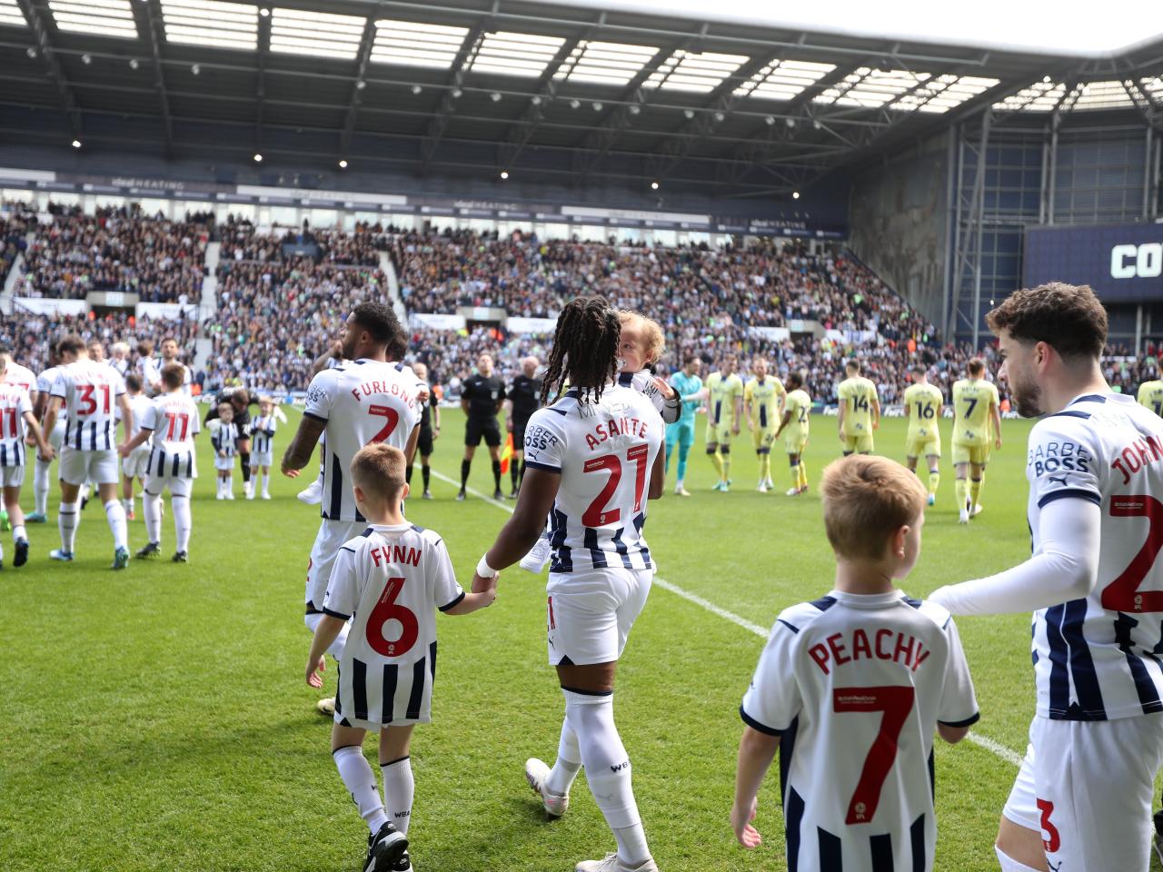 Albion players walking out of the tunnel at The Hawthorns before the Preston game