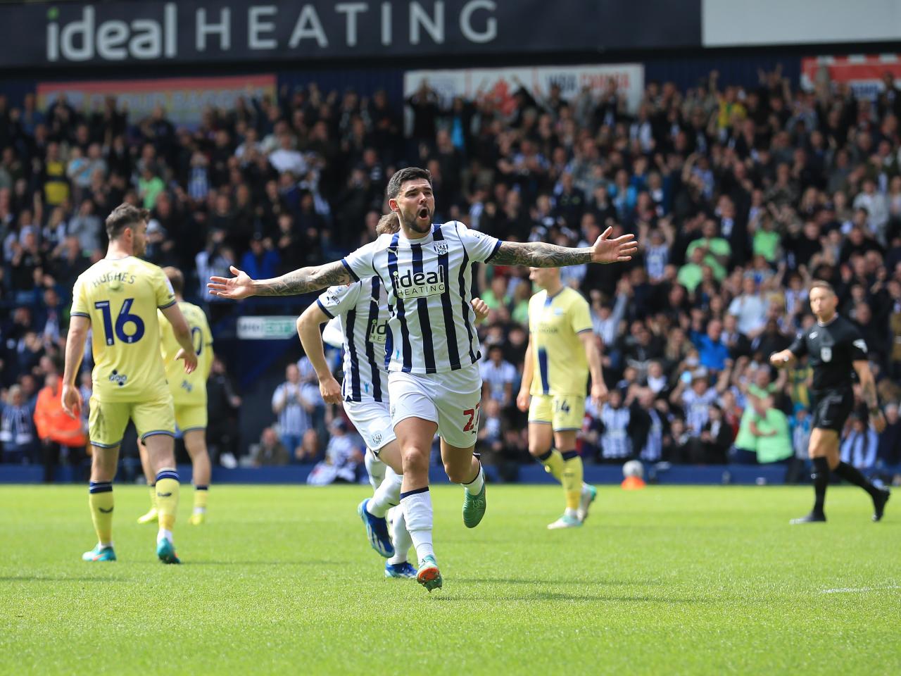Alex Mowatt celebrates scoring a penalty against Preston
