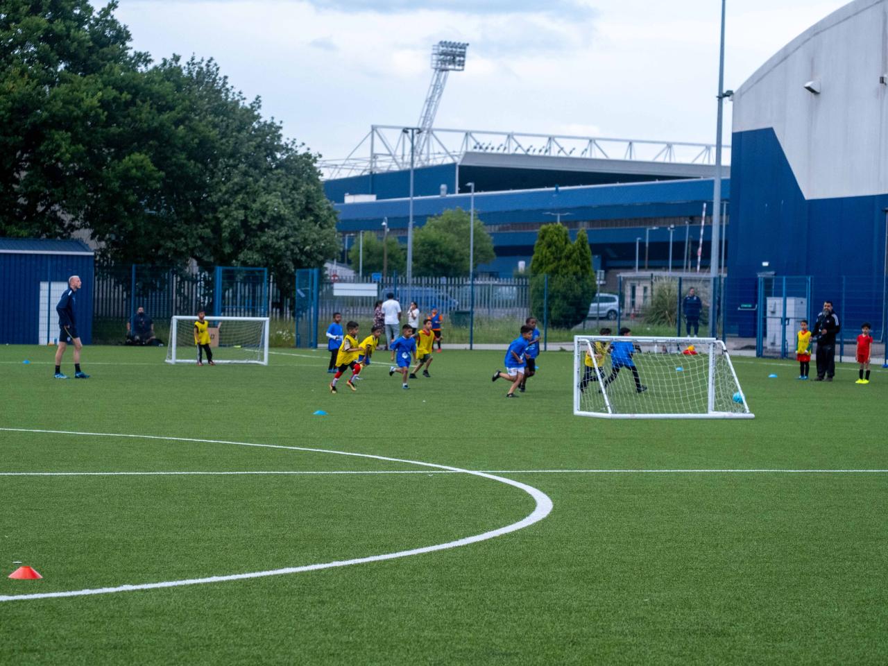 A shot showing an ongoing fixture between two teams at the South Asian Emerging Talent Festival, The Hawthorns can clearly be seen in the background.