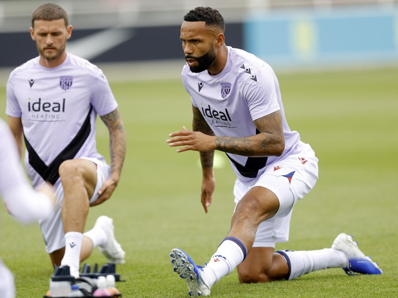 An image of Kyle Bartley warming up for Albion's friendly against Peterborough