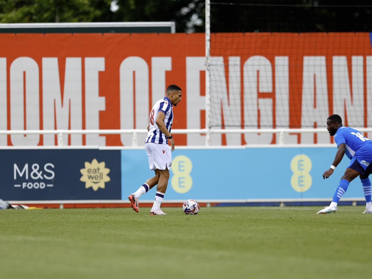 An image of Karlan Grant on the ball during Albion's friendly against Peterborough