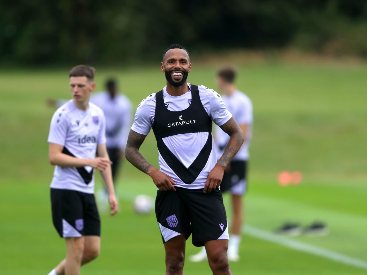 Kyle Bartley smiling during a training session