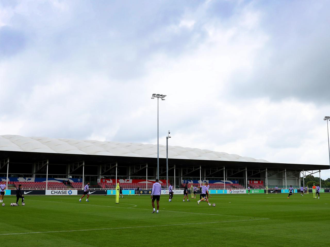 A general view shot of the training pitch at St. George's Park while Albion train