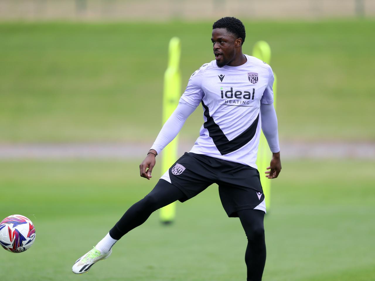 Josh Maja on the ball during a training session