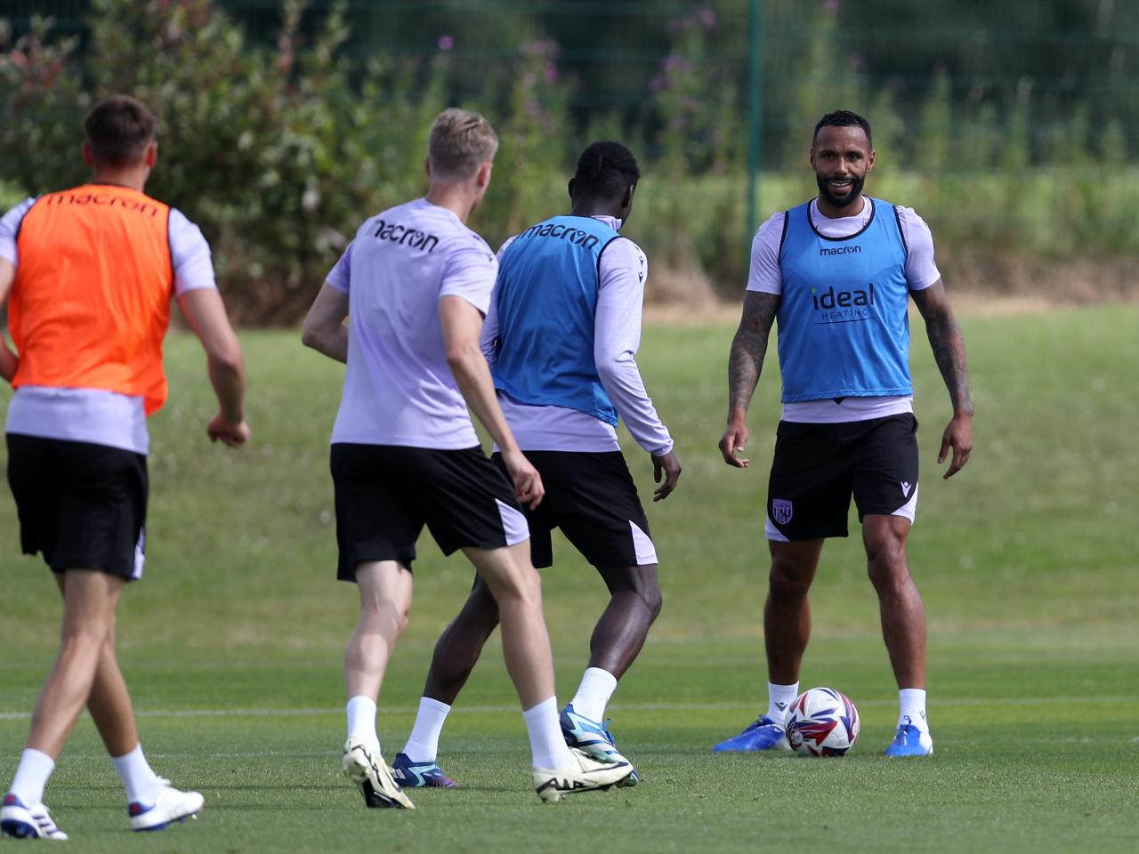 Kyle Bartley on the ball during training 