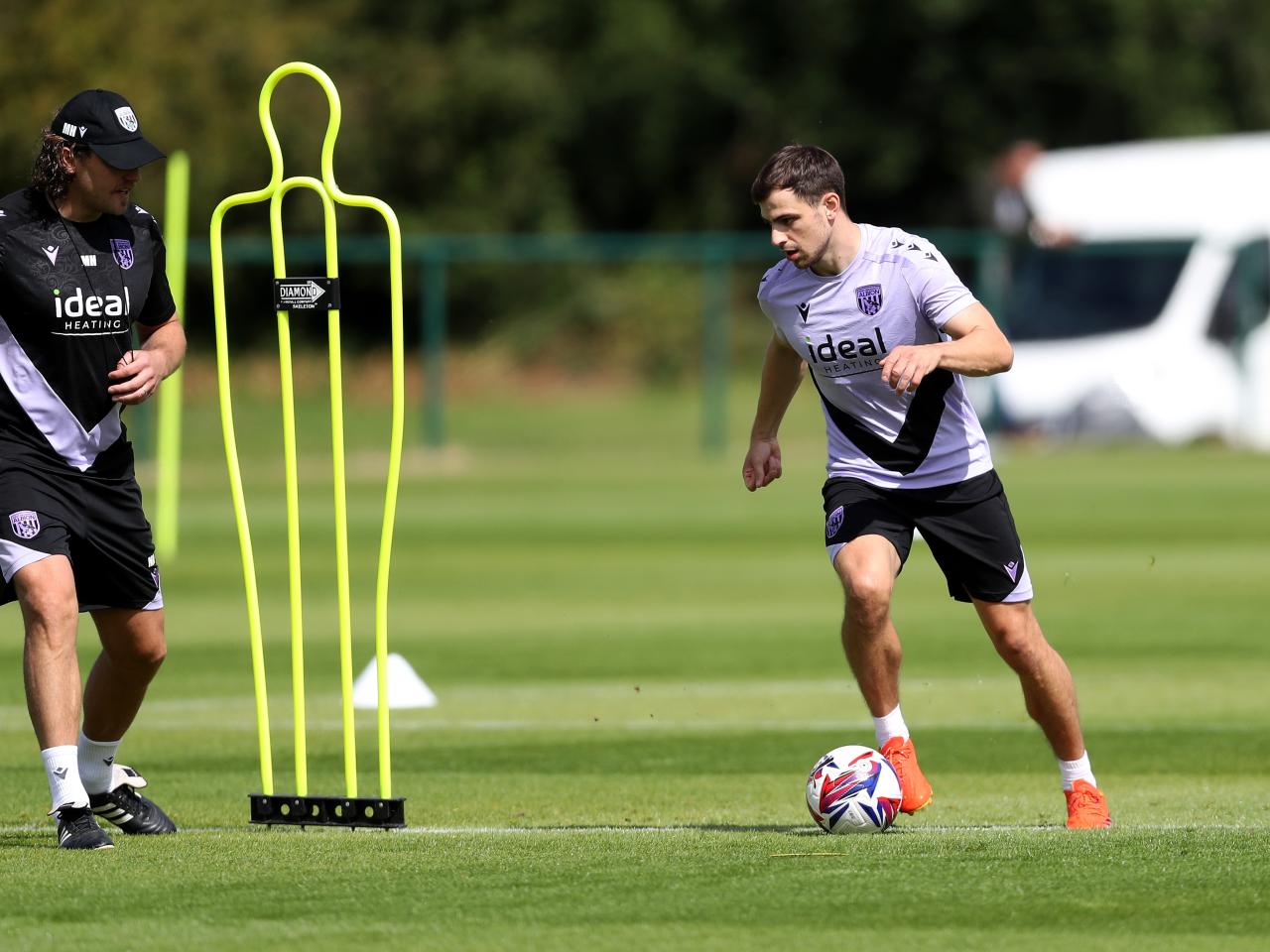 Jayson Molumby on the ball during training 