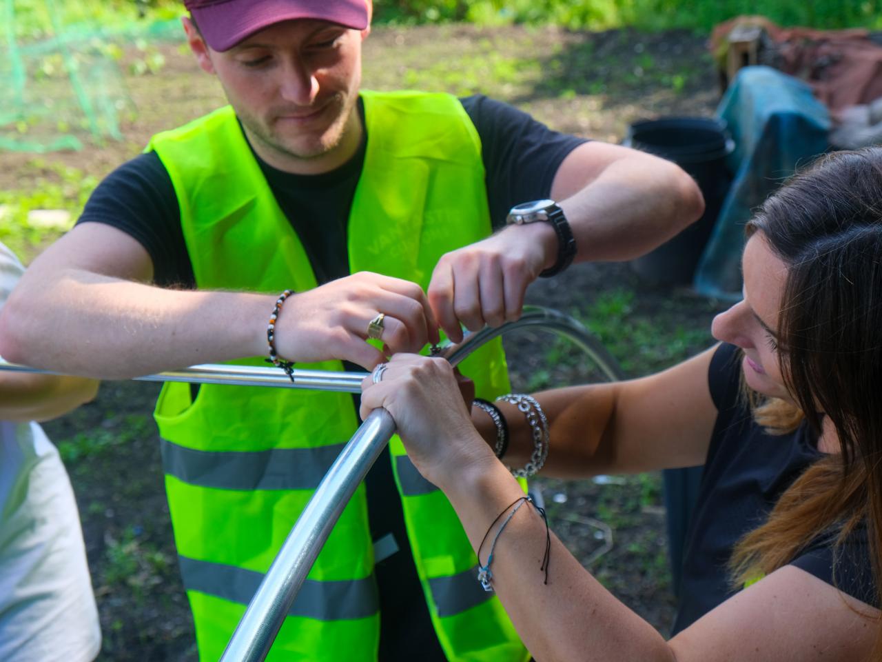 National Gas staff put together a frame as part of their volunteering day at Hamilton School allotment.