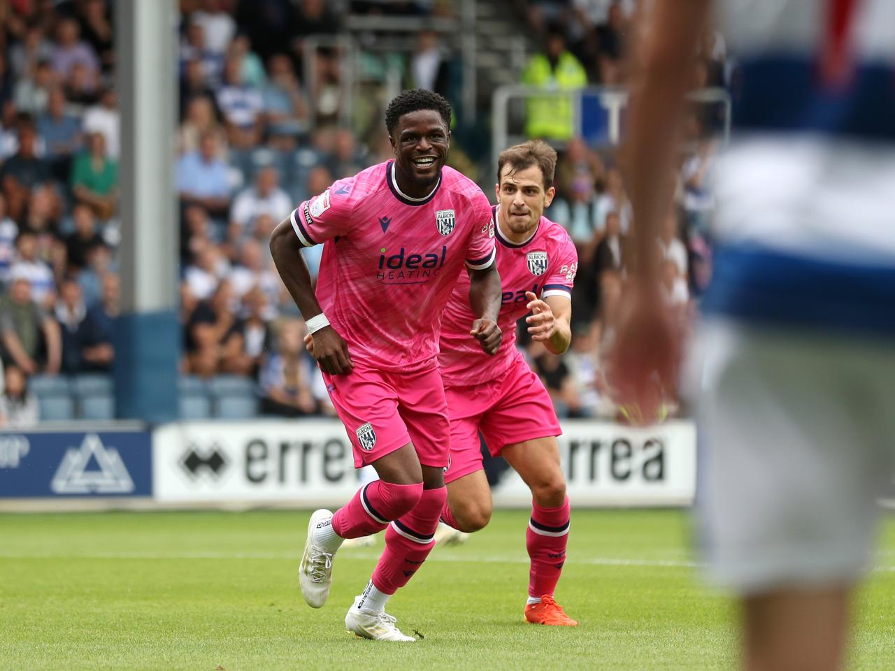 Josh Maja celebrates scoring his first goal at QPR 