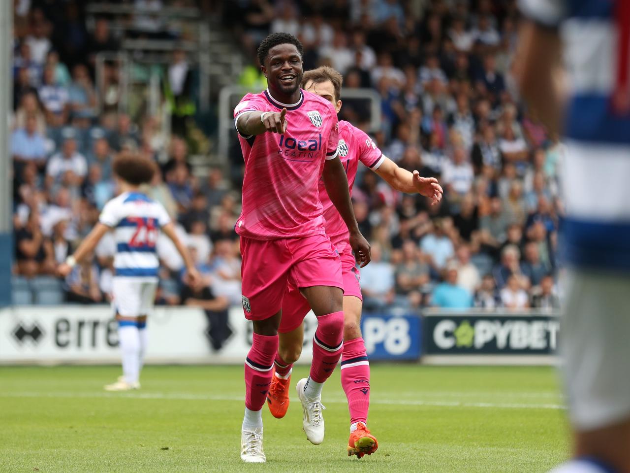 Josh Maja celebrates scoring his first goal at QPR 