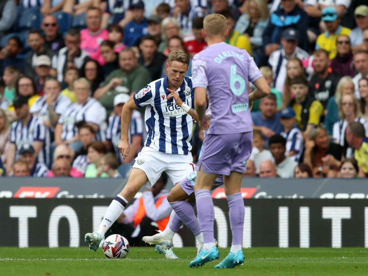 Torbjørn Heggem on the ball against Swansea 