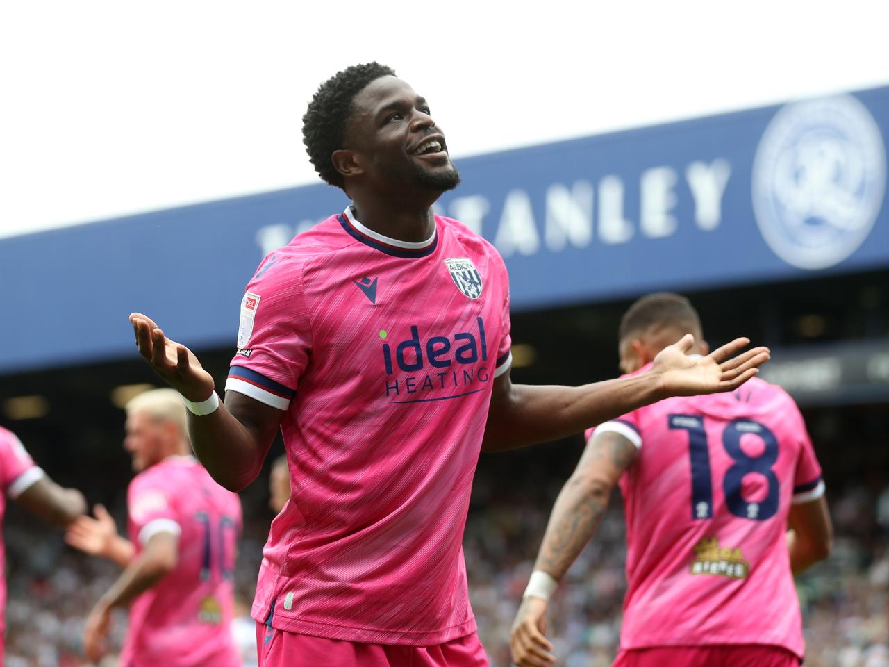 Josh Maja celebrates scoring his second goal at QPR 