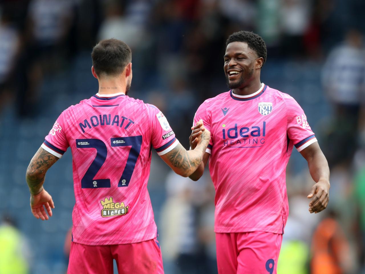Josh Maja celebrates his goal at QPR with Alex Mowatt