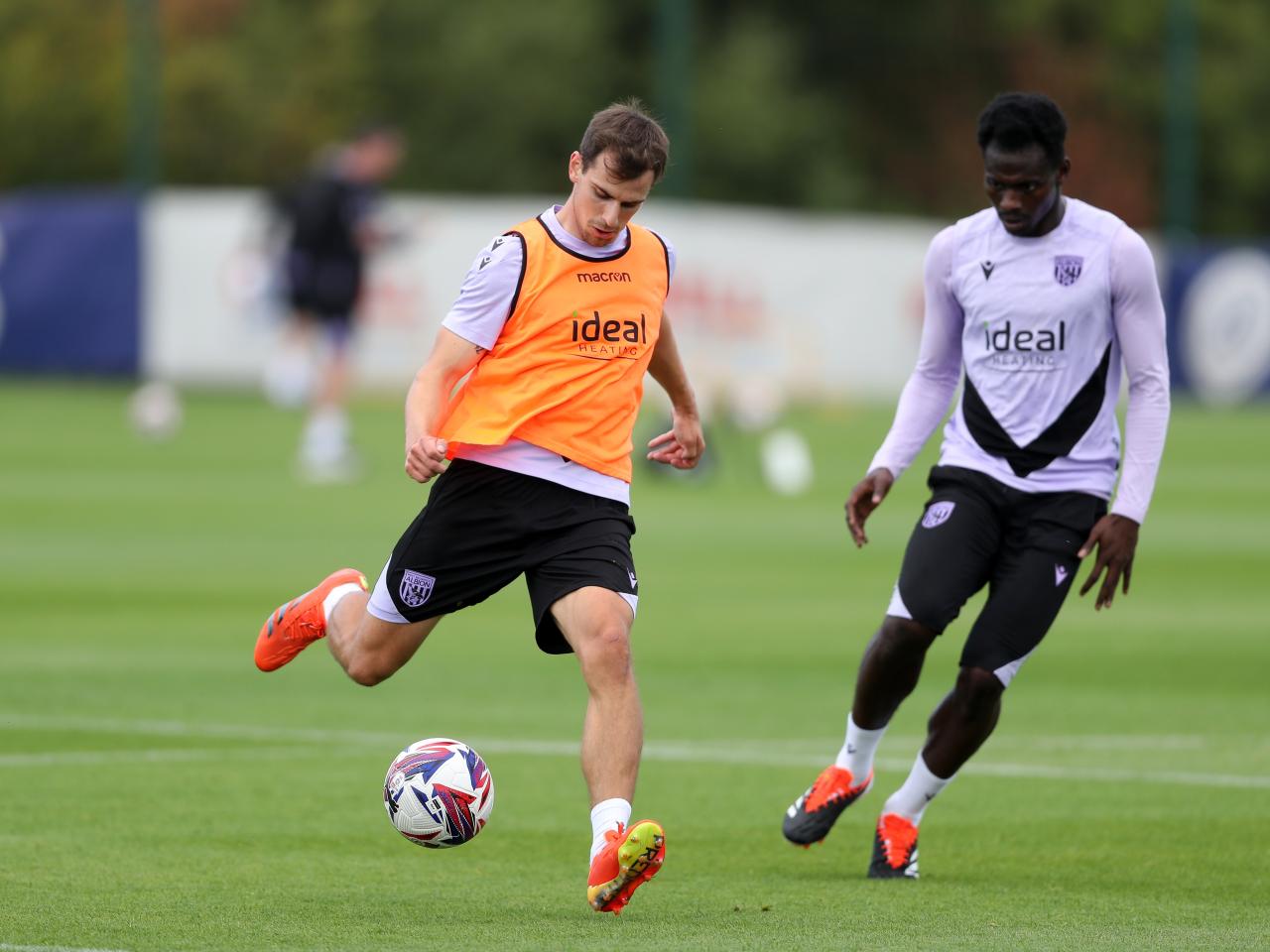 Jayson Molumby on the ball during training 