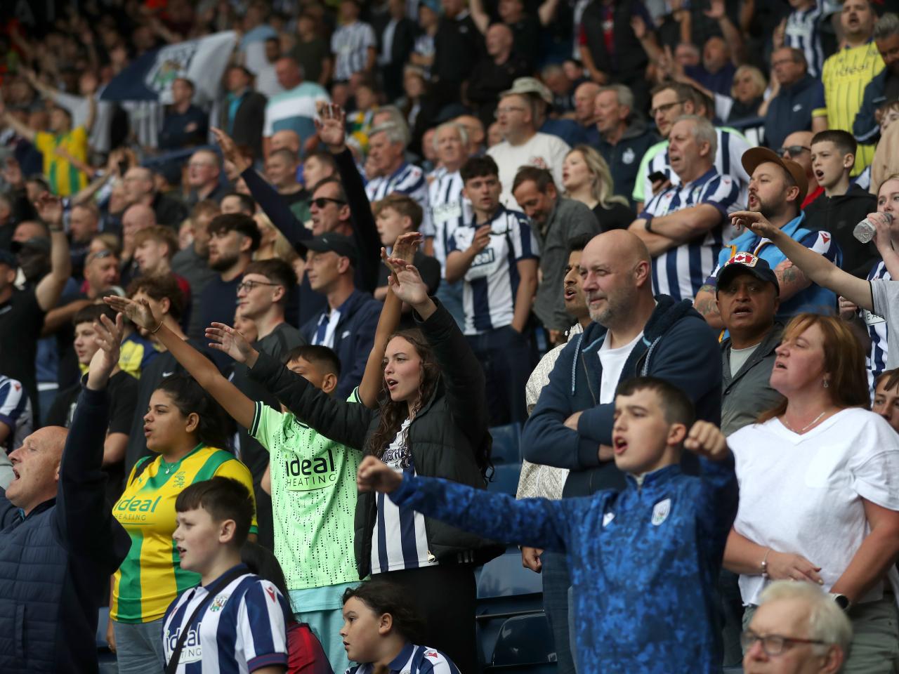 General view of Albion fans cheering against Swansea 