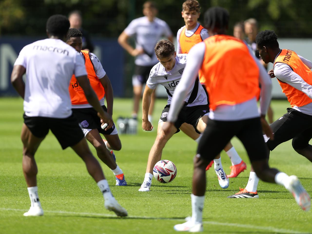 Tom Fellows on the ball during a training session 