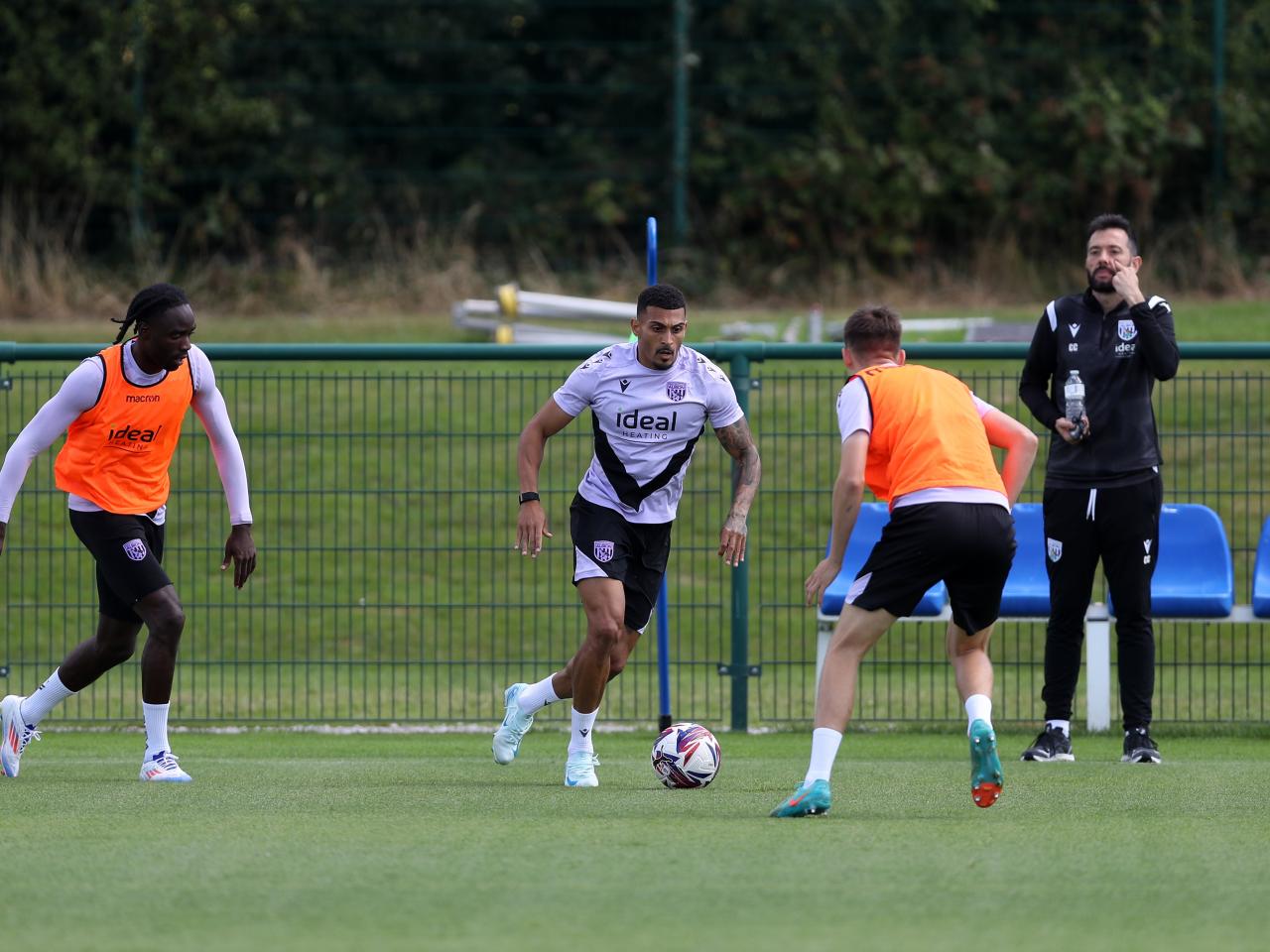Karlan Grant on the ball during a training session 