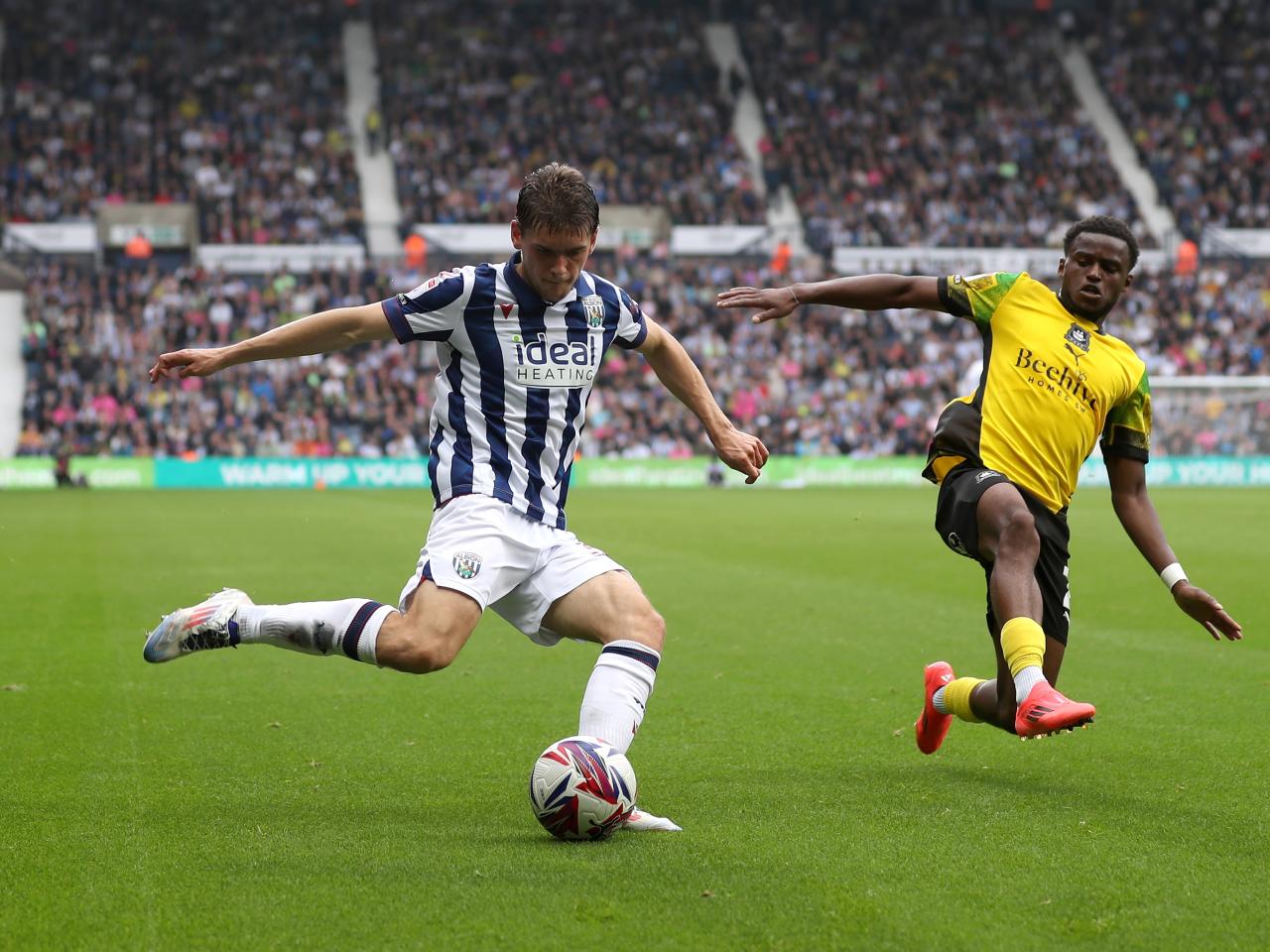Tom Fellows on the ball against Plymouth 