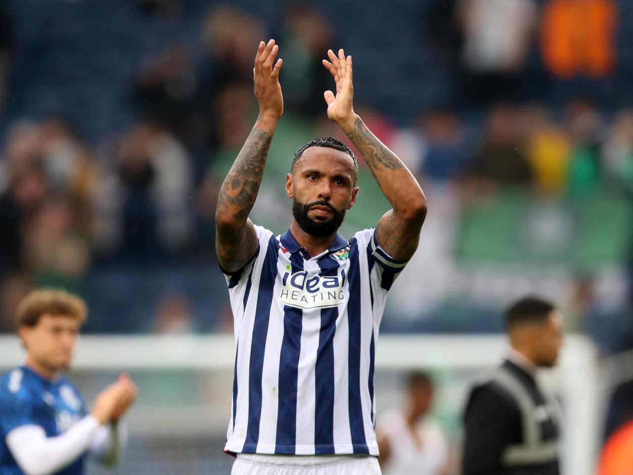 Kyle Bartley applauding Albion fans at The Hawthorns
