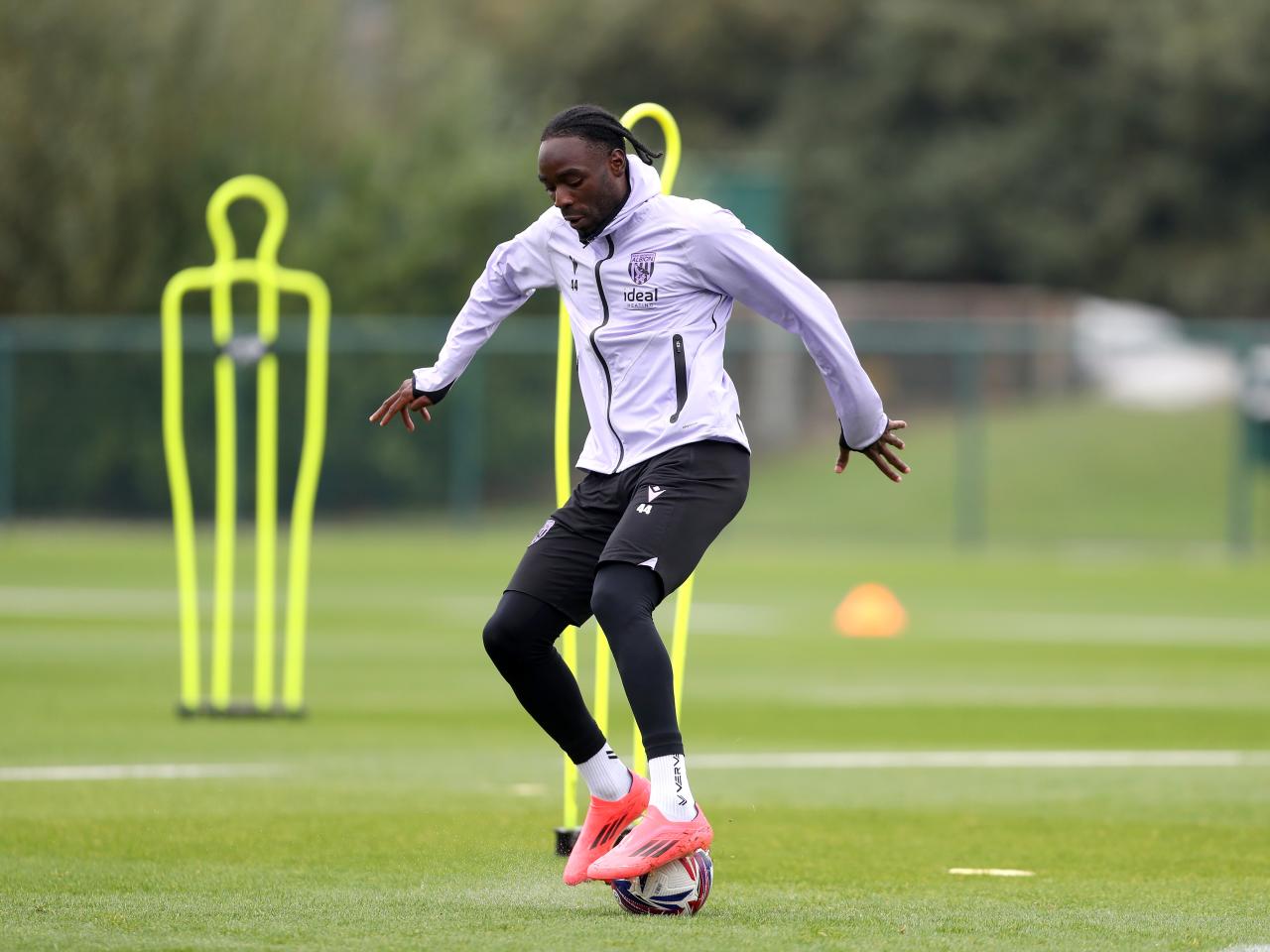 Devante Cole on the ball during a training session 
