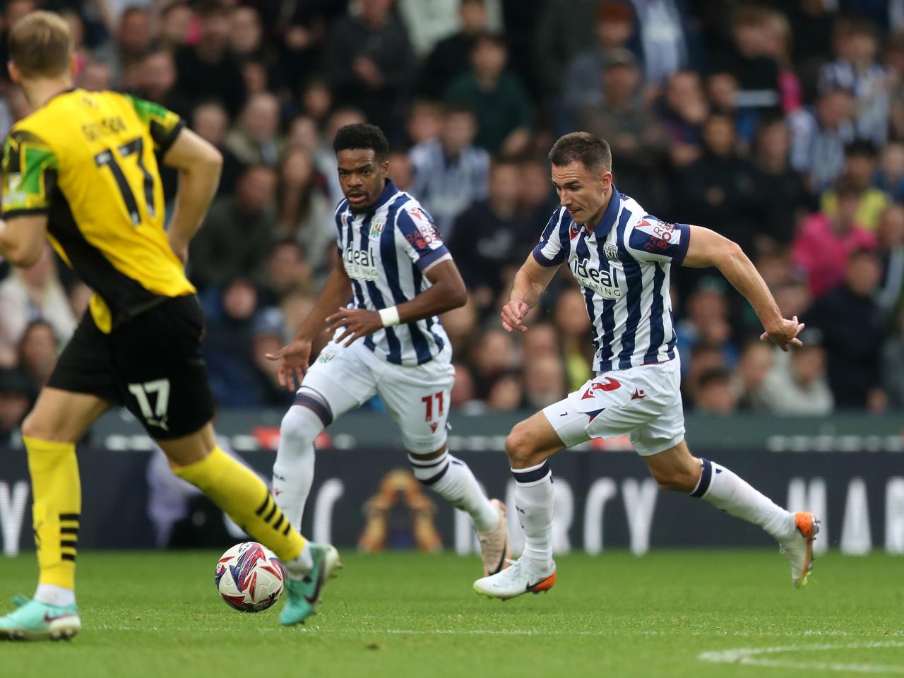 Grady Diangana and Jed Wallace in action for Albion against Plymouth