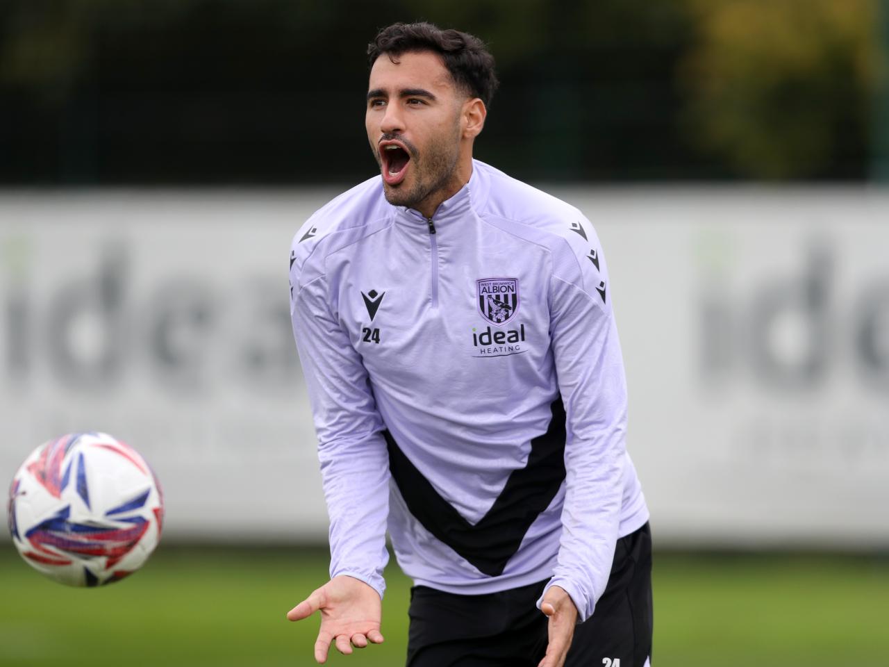 Gianluca Frabotta with his mouth open during a training session 