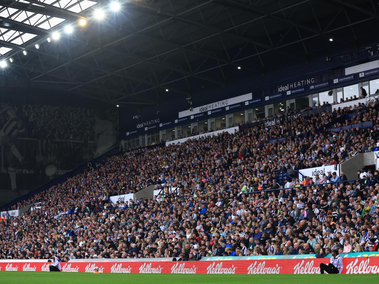 A general view of the East Stand packed with supporters watching the Plymouth game 