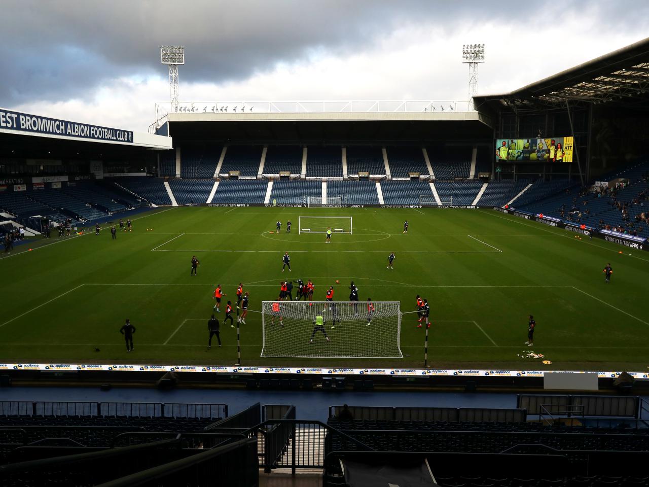 A wide view of The Hawthorns while Albion train