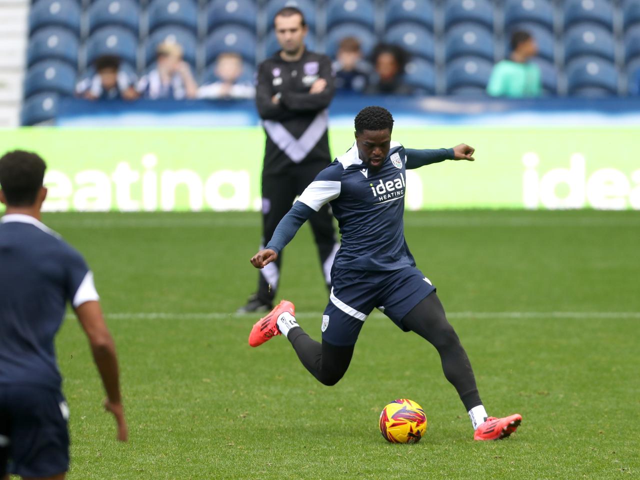 Josh Maja on the ball during a training session at The Hawthorns