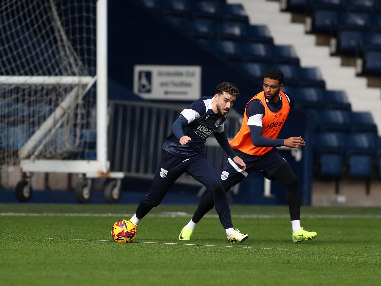 Mikey Johnston on the ball during a training session at The Hawthorns