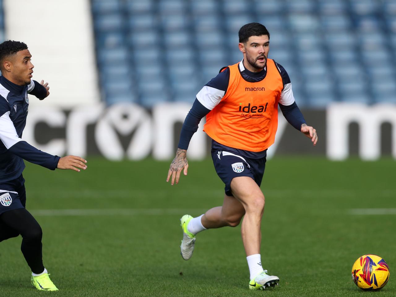 Alex Mowatt on the ball during a training session at The Hawthorns