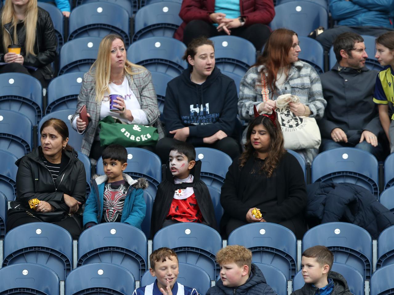 A general view of WBA fans in the stand on open training day
