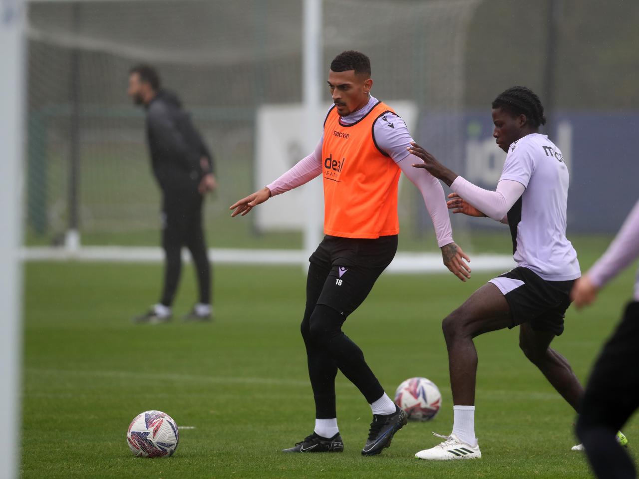 Karlan Grant on the ball during a training session 