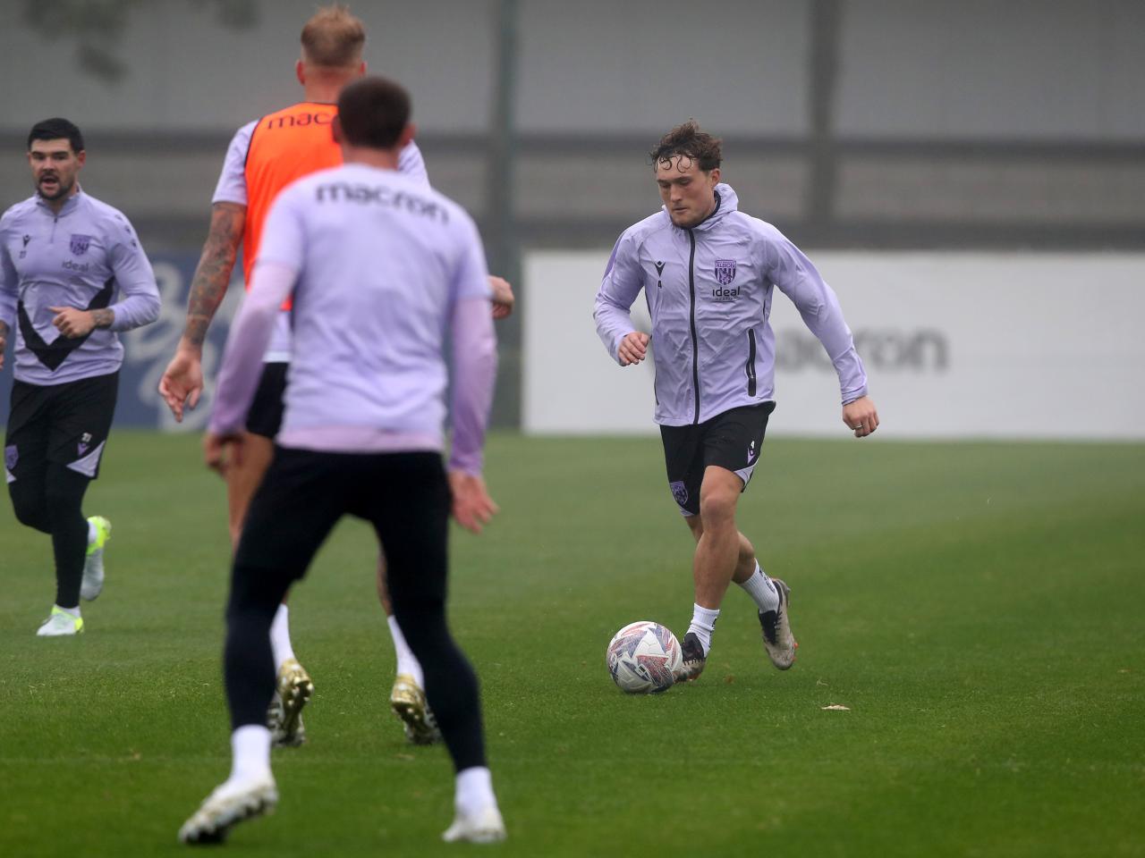 Callum Styles on the ball during a training session 