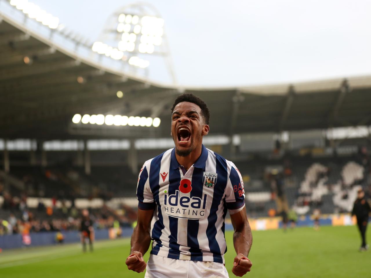 Grady Diangana celebrates a win after the full-time whistle