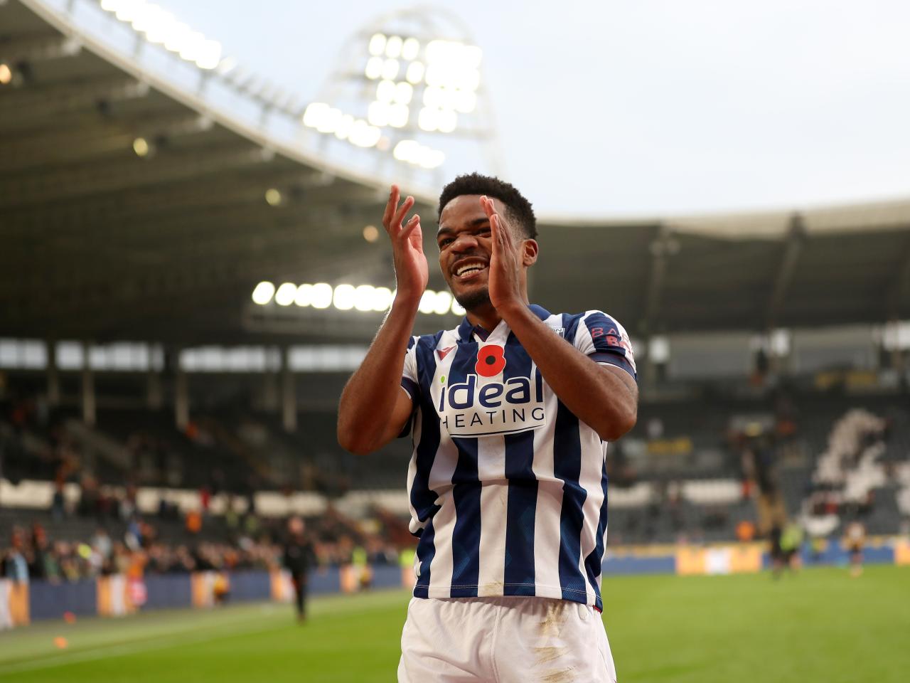 Grady Diangana celebrates a win after the full-time whistle
