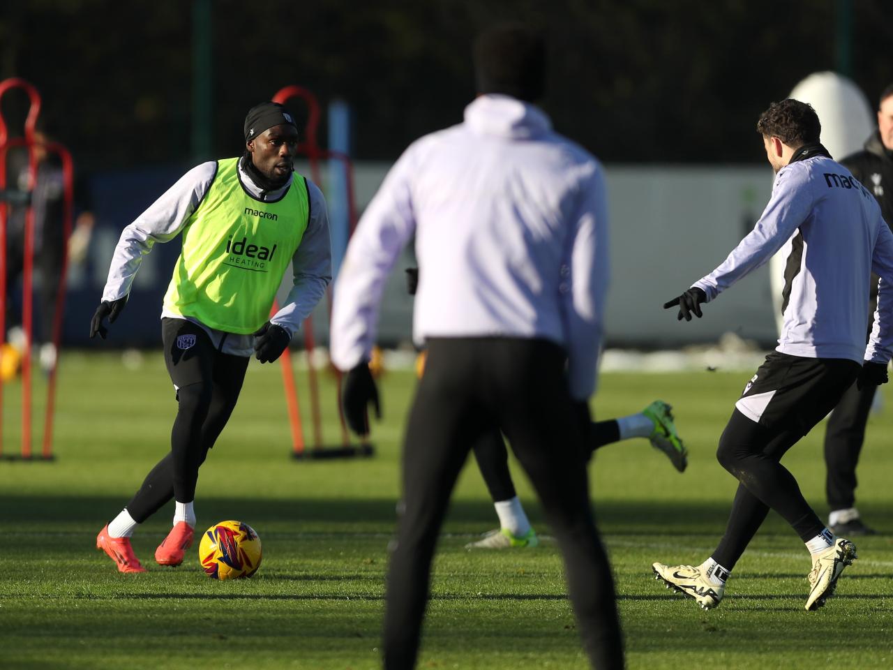 Devante Cole on the ball during a training session 